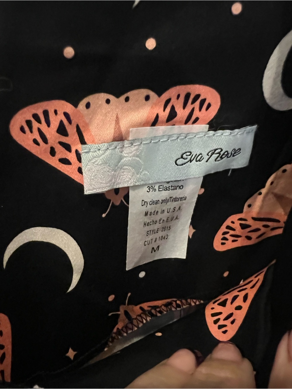 Eva Rose Women's Black Dress with Pink Moth and Moon  Print
